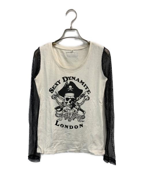 SEXY DYNAMITE LONDON（セクシーダイナマイトロンドン）SEXY DYNAMITE LONDON (セクシーダイナマイトロンドン) ロングスリーブTシャツ ホワイト×ブラック サイズ:XSの古着・服飾アイテム
