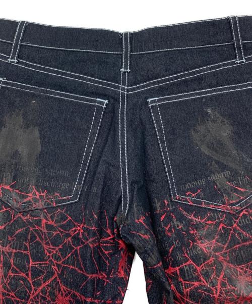 h.ANARCHY（エイチアナーキ）h.ANARCHY (エイチアナーキ) デニムフレアパンツ ブラック×レッド サイズ:Sの古着・服飾アイテム