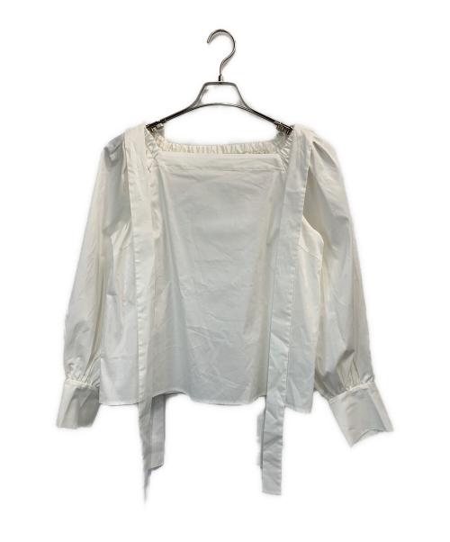 FRAY ID（フレイ アイディー）FRAY ID (フレイ アイディー) タックオフショルリボンブラウス ホワイト サイズ:ONE SIZEの古着・服飾アイテム
