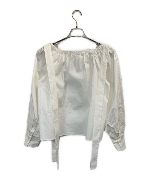 FRAY ID（フレイ アイディー）FRAY ID (フレイ アイディー) タックオフショルリボンブラウス ホワイト サイズ:ONE SIZEの古着・服飾アイテム