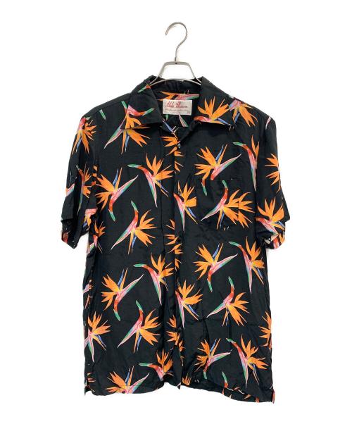 Aloha Blossom（アロハブロッサム）Aloha Blossom (アロハブロッサム) ハワイアンシャツ BIRDS OF PARADISE BLACK ブラック×オレンジ サイズ:42の古着・服飾アイテム