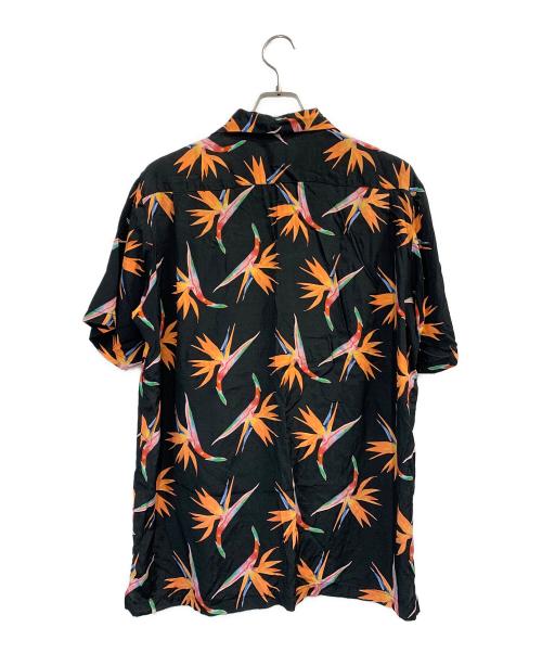 Aloha Blossom（アロハブロッサム）Aloha Blossom (アロハブロッサム) ハワイアンシャツ BIRDS OF PARADISE BLACK ブラック×オレンジ サイズ:42の古着・服飾アイテム