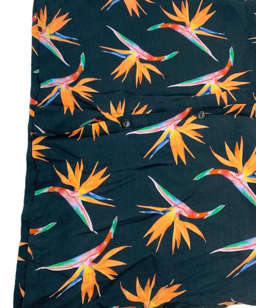 Aloha Blossom（アロハブロッサム）Aloha Blossom (アロハブロッサム) ハワイアンシャツ BIRDS OF PARADISE BLACK ブラック×オレンジ サイズ:42の古着・服飾アイテム