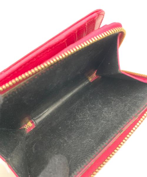 Saint Laurent Paris（サンローランパリ）Saint Laurent Paris (サンローランパリ) Grain De Poudre Matelasse Chevron Compact Zip Wallet ピンクの古着・服飾アイテム