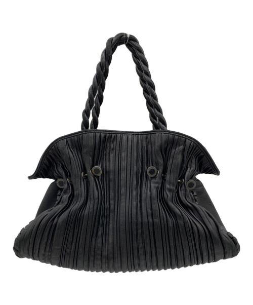 BVLGARI（ブルガリ）BVLGARI (ブルガリ) ギャザープリーツハンドバッグ ブラックの古着・服飾アイテム