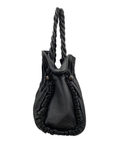 BVLGARI（ブルガリ）BVLGARI (ブルガリ) ギャザープリーツハンドバッグ ブラックの古着・服飾アイテム