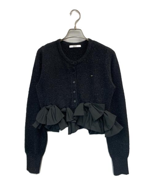 Snidel（スナイデル）Snidel (スナイデル) リボンモチーフカーディガン ブラック サイズ:Fの古着・服飾アイテム