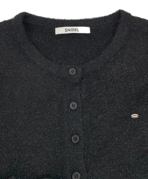 Snidel（スナイデル）Snidel (スナイデル) リボンモチーフカーディガン ブラック サイズ:Fの古着・服飾アイテム