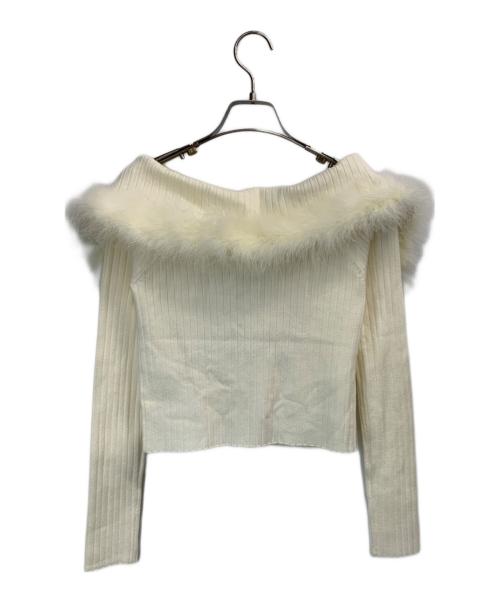 M ME EME（エムミーエメ）M ME EME (エムミーエメ) Off shoulder feather knit ベージュ サイズ:Fの古着・服飾アイテム