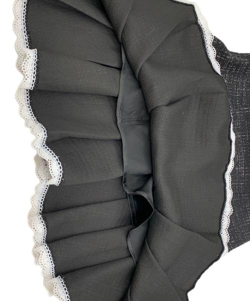 An MILLE（アンミール）An MILLE (アンミール) ショルダーリボンツイードミニワンピース ブラック サイズ:表記なしの古着・服飾アイテム