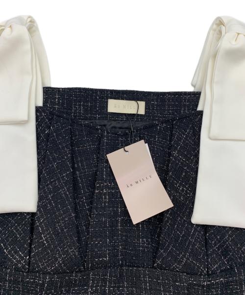 An MILLE（アンミール）An MILLE (アンミール) ショルダーリボンツイードミニワンピース ブラック サイズ:表記なしの古着・服飾アイテム