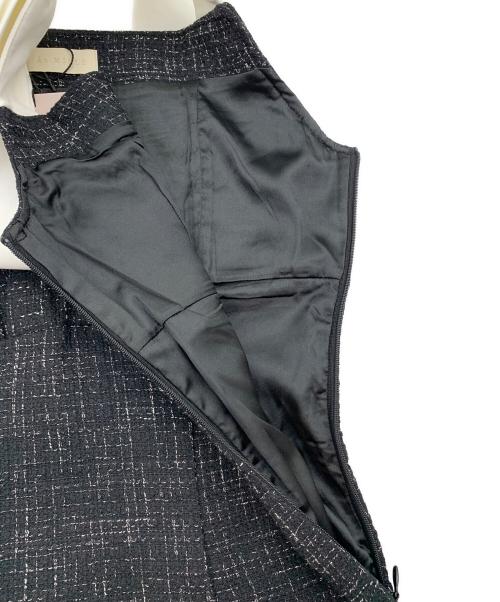 An MILLE（アンミール）An MILLE (アンミール) ショルダーリボンツイードミニワンピース ブラック サイズ:表記なしの古着・服飾アイテム