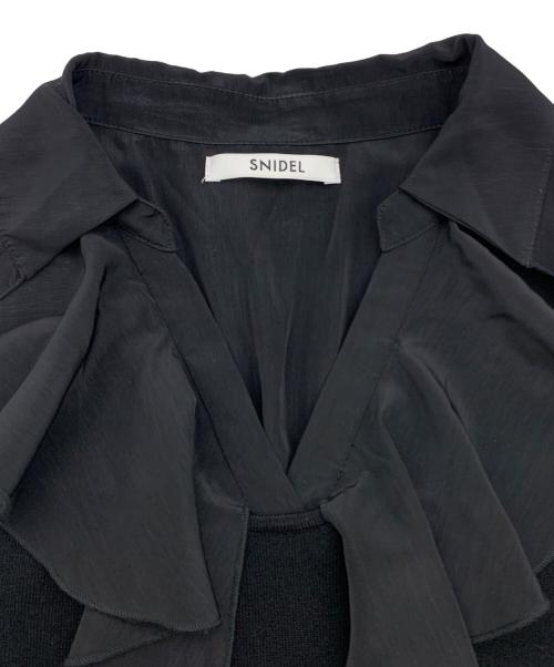 Snidel（スナイデル）Snidel (スナイデル) フリルカラードッキングミニワンピース ブラック サイズ:Fの古着・服飾アイテム