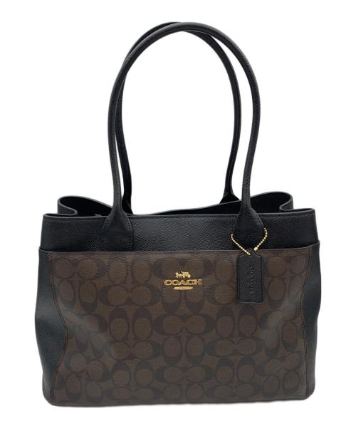COACH（コーチ）COACH (コーチ) ハンドバッグ ブラック×ブラウンの古着・服飾アイテム