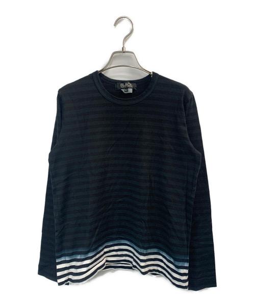 BLACK COMME des GARCONS（ブラックコムデギャルソン）BLACK COMME des GARCONS (ブラックコムデギャルソン) グラデーション ボーダーカットソー ブラック サイズ:Lの古着・服飾アイテム