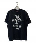stussy×TOWER RECORDSステューシー×タワーレコード）の古着「TOWER-ECO TOUR Tシャツ」｜ブラック