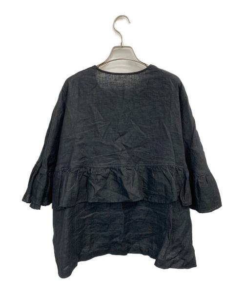 BEARDSLEY（ビアズリー）BEARDSLEY (ビアズリー) リネンフリルハオリ ブラック サイズ:Fの古着・服飾アイテム