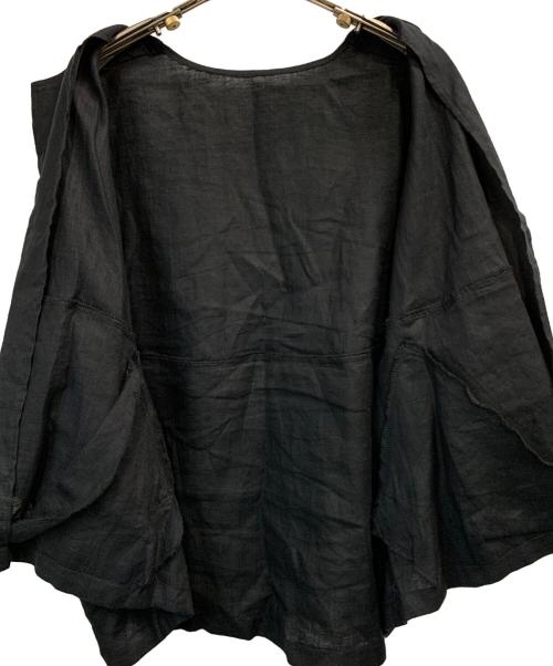 BEARDSLEY（ビアズリー）BEARDSLEY (ビアズリー) リネンフリルハオリ ブラック サイズ:Fの古着・服飾アイテム