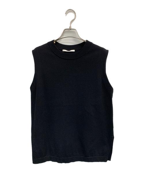 JOHNBULL（ジョンブル）Johnbull (ジョンブル) ドライコットンノースリーブニット ブラック サイズ:Mの古着・服飾アイテム