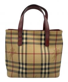 BURBERRY LONDON（バーバリーロンドン）の古着「ハンドバッグ」｜ベージュ×レッド