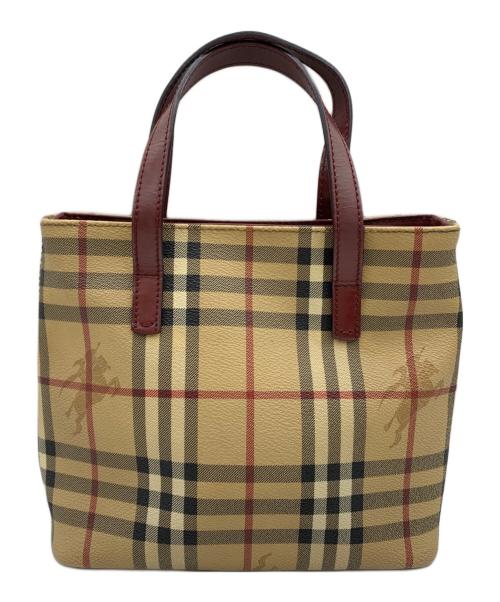 BURBERRY LONDON（バーバリーロンドン）BURBERRY LONDON (バーバリーロンドン) ハンドバッグ ベージュ×レッドの古着・服飾アイテム