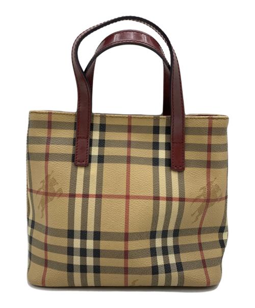 BURBERRY LONDON（バーバリーロンドン）BURBERRY LONDON (バーバリーロンドン) ハンドバッグ ベージュ×レッドの古着・服飾アイテム