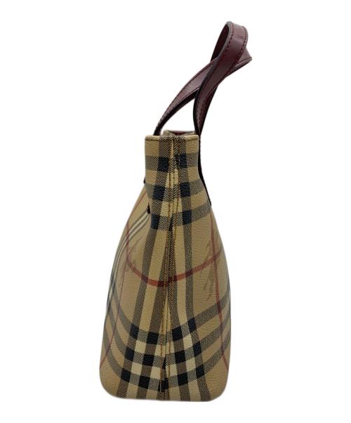 BURBERRY LONDON（バーバリーロンドン）BURBERRY LONDON (バーバリーロンドン) ハンドバッグ ベージュ×レッドの古着・服飾アイテム