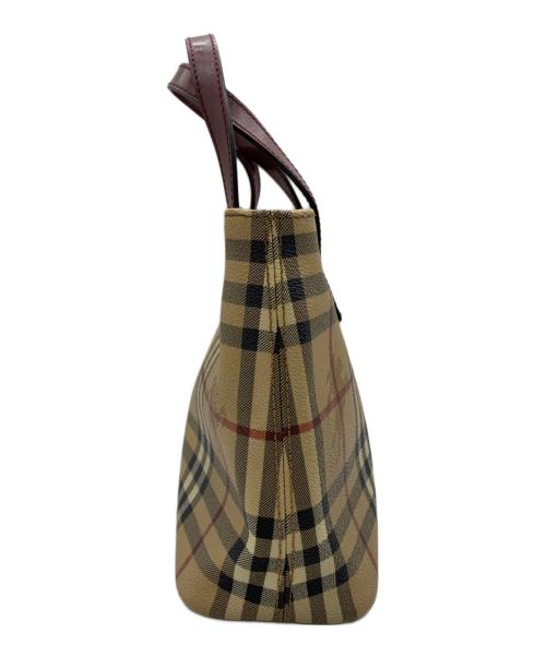 BURBERRY LONDON（バーバリーロンドン）BURBERRY LONDON (バーバリーロンドン) ハンドバッグ ベージュ×レッドの古着・服飾アイテム