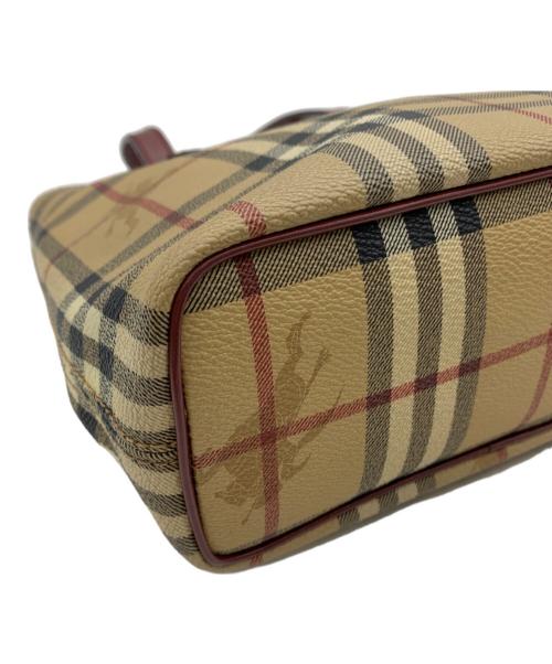 BURBERRY LONDON（バーバリーロンドン）BURBERRY LONDON (バーバリーロンドン) ハンドバッグ ベージュ×レッドの古着・服飾アイテム
