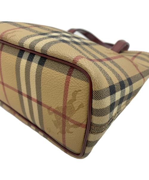 BURBERRY LONDON（バーバリーロンドン）BURBERRY LONDON (バーバリーロンドン) ハンドバッグ ベージュ×レッドの古着・服飾アイテム