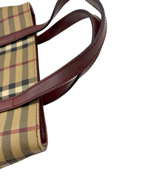 BURBERRY LONDON（バーバリーロンドン）BURBERRY LONDON (バーバリーロンドン) ハンドバッグ ベージュ×レッドの古着・服飾アイテム