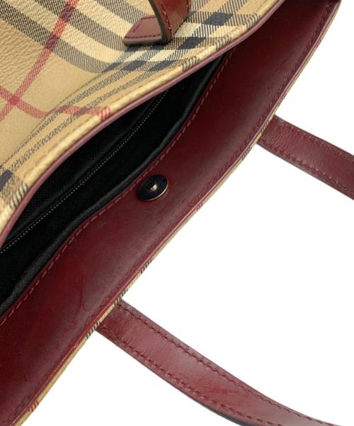 BURBERRY LONDON（バーバリーロンドン）BURBERRY LONDON (バーバリーロンドン) ハンドバッグ ベージュ×レッドの古着・服飾アイテム