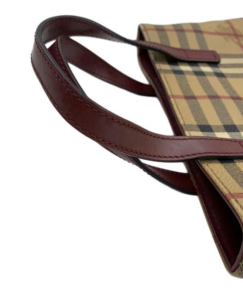 BURBERRY LONDON（バーバリーロンドン）BURBERRY LONDON (バーバリーロンドン) ハンドバッグ ベージュ×レッドの古着・服飾アイテム