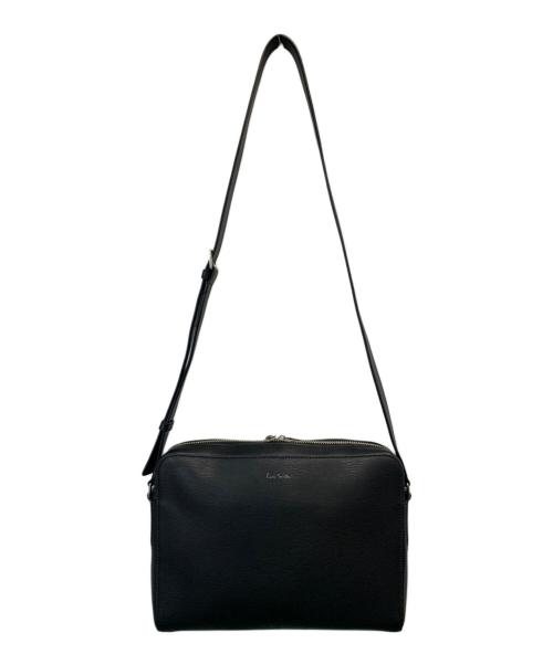 PAUL SMITH（ポールスミス）PAUL SMITH (ポールスミス) マルチストライプレザーショルダーバッグ ブラックの古着・服飾アイテム