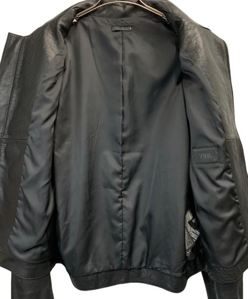 ZARA（ザラ）ZARA (ザラ) レザーハイネックボンバージャケット ブラック サイズ:Mの古着・服飾アイテム