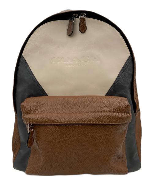 COACH（コーチ）COACH (コーチ) Charles Backpack In Patchwork Leather ブラウン×ベージュ×グレーの古着・服飾アイテム