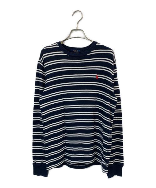 POLO RALPH LAUREN（ポロ・ラルフローレン）POLO RALPH LAUREN (ポロ・ラルフローレン) 長袖カットソー ネイビー×ホワイト サイズ:Lの古着・服飾アイテム