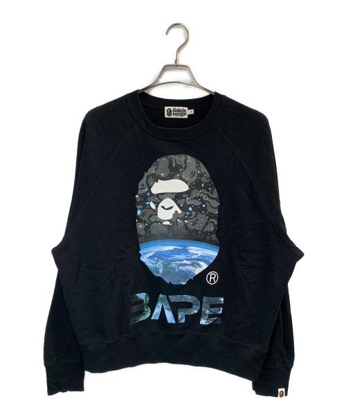 A BATHING APE（アベイシングエイプ）A BATHING APE (アベイシングエイプ) クルーネックスウェット ブラック サイズ:Sの古着・服飾アイテム
