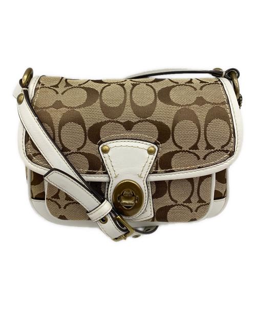 COACH（コーチ）COACH (コーチ) エンボス ショルダーバッグ ベージュ×ホワイトの古着・服飾アイテム