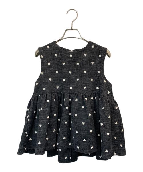 sheller（シェリエ）sheller (シェリエ) ハートツイードフレアトップス ブラック サイズ:Fの古着・服飾アイテム