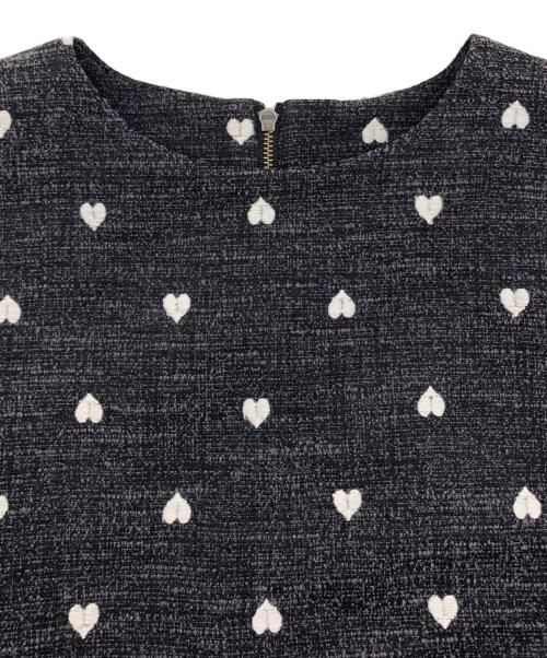 sheller（シェリエ）sheller (シェリエ) ハートツイードフレアトップス ブラック サイズ:Fの古着・服飾アイテム