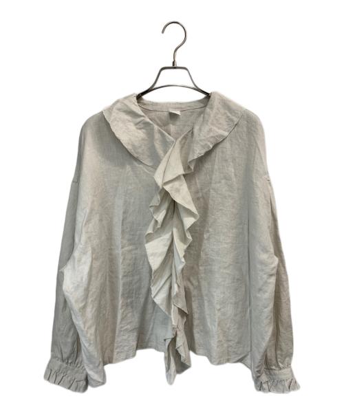 KAGURE（カグレ）KAGURE (カグレ) リネンフリルカラーシャツ グレー サイズ:FREEの古着・服飾アイテム