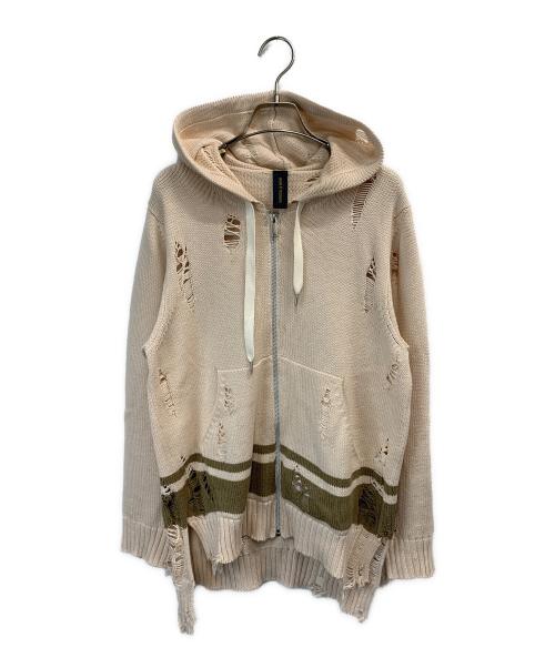 MIHARA YASUHIRO（ミハラヤスヒロ）MIHARA YASUHIRO (ミハラヤスヒロ) ニットパーカー ピンク×ブラウン サイズ:44の古着・服飾アイテム