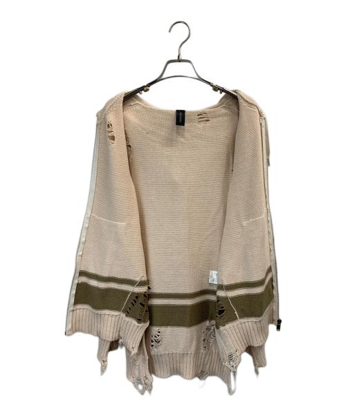 MIHARA YASUHIRO（ミハラヤスヒロ）MIHARA YASUHIRO (ミハラヤスヒロ) ニットパーカー ピンク×ブラウン サイズ:44の古着・服飾アイテム