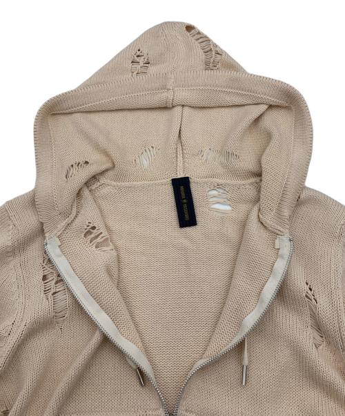MIHARA YASUHIRO（ミハラヤスヒロ）MIHARA YASUHIRO (ミハラヤスヒロ) ニットパーカー ピンク×ブラウン サイズ:44の古着・服飾アイテム