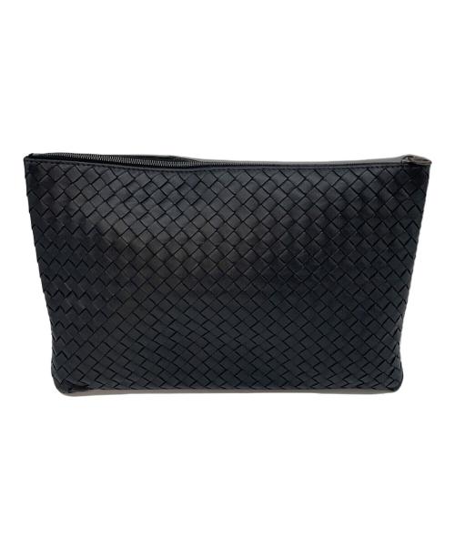 BOTTEGA VENETA（ボッテガベネタ）BOTTEGA VENETA (ボッテガベネタ) イントレチャート　クラッチバッグ ブラックの古着・服飾アイテム