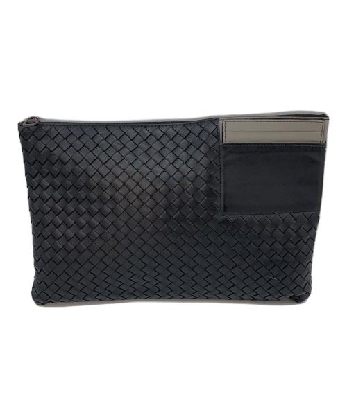 BOTTEGA VENETA（ボッテガベネタ）BOTTEGA VENETA (ボッテガベネタ) イントレチャート　クラッチバッグ ブラックの古着・服飾アイテム
