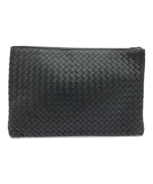 BOTTEGA VENETA（ボッテガベネタ）BOTTEGA VENETA (ボッテガベネタ) イントレチャート　クラッチバッグ ブラックの古着・服飾アイテム