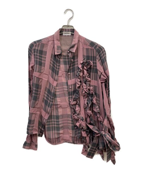 Chika Kisada（チカ キサダ）Chika Kisada (チカ キサダ) フリルチェックシャツ レッド サイズ:2の古着・服飾アイテム