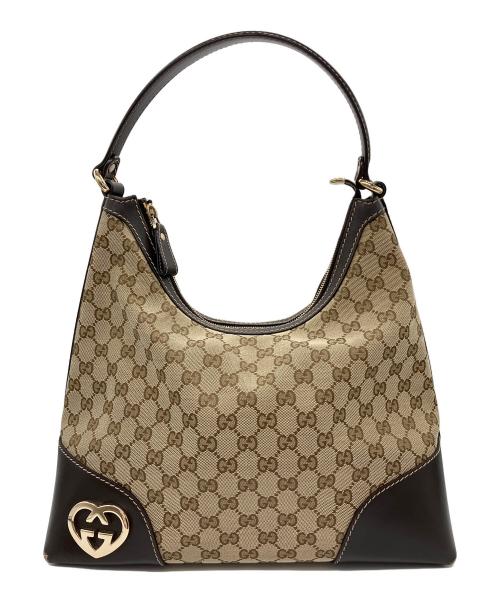 GUCCI（グッチ）GUCCI (グッチ) GGキャンバス ラブリー　ショルダーバッグ ベージュ×ブラウンの古着・服飾アイテム